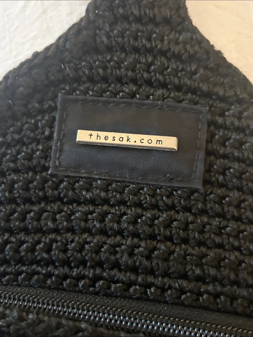 Vintage The Sak Black Crochet One Shoulder Sling Backpack-1990’s